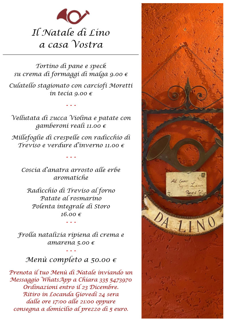 menu ristorante da Lino Natale 2020